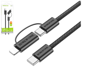 Кабель USB Borofone BX104 Primo two-in-one 60W Type-C to Type-C/iP PD27W Колір Чорний