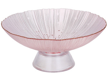 Фруктовниця на ніжці Fleur, 24,5х10,8см, колір - рожевий із золотим обідком