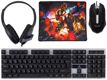 Игровой Комплект для 4в1 JEQANG JK-988 (Клавиатура, Мышь, Наушники, Коврик) Чёрный