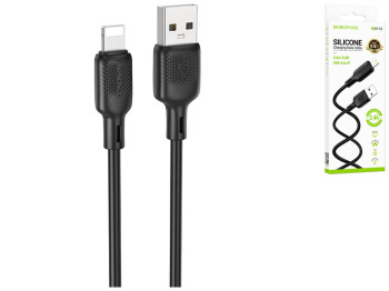 Кабель USB Borofone BX113 Silicone Lightning 2.4A, 3м, колір чорний
