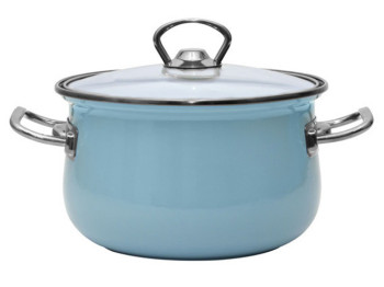 Кастрюля эмалированная со стеклянной крышкой Infinity Turquoise Blue D16см 2,1л SCE-P652 73090