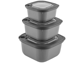 Набор контейнеров Idea Home Line Box, квадратные, пластик, TPE, 0,6л, 1,1л, 1,8л (цена за набор 3шт)