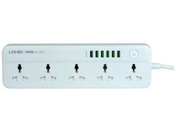Мережевий подовжувач LDNIO SC5614 5 socket / 6 USB Колір Білий