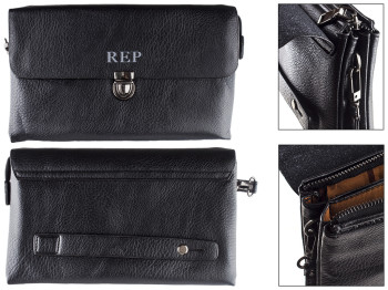 Клатч унисекс мужской/женский черный 23х3,5х13,5см