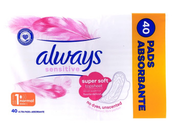 Прокладки ультратонкие Always Sensitive Normal Plus, 40шт, 4капли