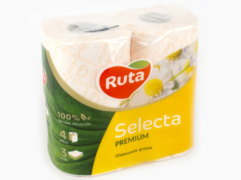 Папір туалетний "Ruta Selecta" біла з аром. ромашки тришар. (ціна за уп. 4 рулони)