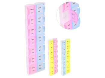 Органайзер для таблеток с подписями дней недели, 14 отделений, пластик, 21×6см