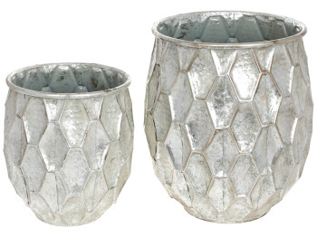 Набор металлических кашпо, 24см и 31,5см, цвет – серебро (цена за набор 2шт)