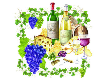 Салфетки бумажные Silken Wine Love трехслойные 33х33см (цена за упаковку 18шт)