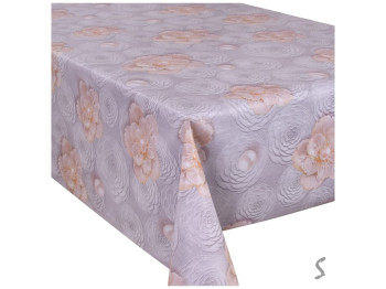Клеенка Europe, на тканевой основе, ПВХ, 1,40×20м, дизайн Pearl Flower, цвет серый (цена за рулон)