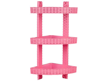 Полиця R plastic Ротанг, кутова, 3 яруси, рожева, 12307
