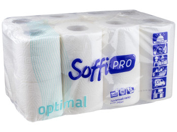 Бумага туалетная SoffiPRO Optimal двухслойная, белая, целлюлоза (цена за упаковку 16 рулонов)