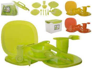 Столовый набор для пикника на 6 персон, в боксе с ручкой (цена за набор 52 предмета) 21551