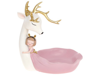 Подставка для украшений Девочка с Оленем, 30см, цвет - розовый с белым