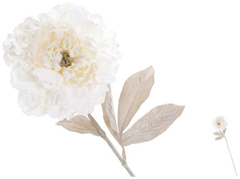 Півонія з прозорим глітером, колір - вершково - білий, 74см