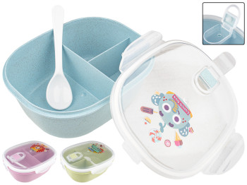 Ланч-бокс на три отсека с ложкой 18,9х15,1х8,1см 400+150+150мл