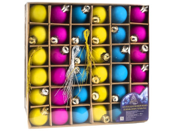 Ялинкові кульки Магічна Новорічна Fluo 3см (ціна за набір 36шт)