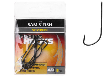 Крючок рыболовный длинное цевье Sams Fish "Изгиб" №4/0 4,4х1,4см (цена за упаковку 6шт)