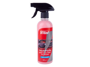 Полироль для пластика и винила VITOL, 400мл, клубника