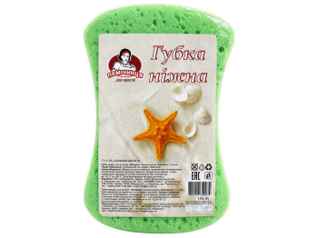 Губка банная нежная Помічниця 14×10×4 см