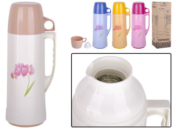 Термос пластиковий зі скляною колбою і пластиковою кришкою-чашкою Stenson 1л