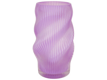 Ваза стеклянная для цветов, сиреневая 15×15×25см