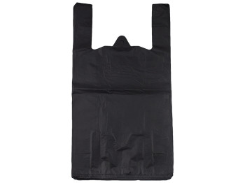 Кульок із ручками типу майка Чорний без малюнка (100шт) 30х55см