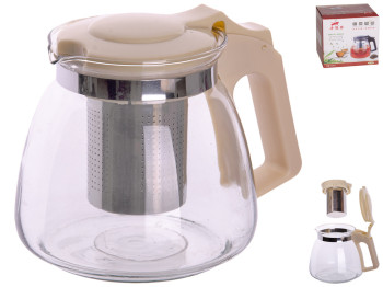 Заварник стеклянный с пластиковыми ручкой и крышкой 900мл