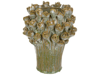 Ваза для цветов керамическая Крокусы зеленые, 17×17×23,5см