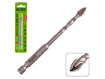 Свердло Alloid по склу, кераміці, HEX 1/4", 5мм, 95мм