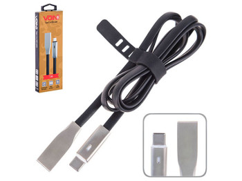 Кабель VOIN VP-006BK USB - type C 1м black с индикатором