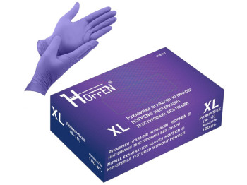 Рукавички нітрилові XL Hoffen, нестерильні, текстуровані, 3,5 г, колір фіолетовий, 50 пар/уп