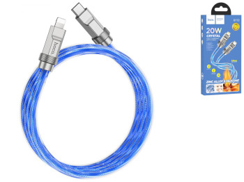 Кабель USB Hoco U113 Solid PD20W Silicone Type-C to Lightning, Синий