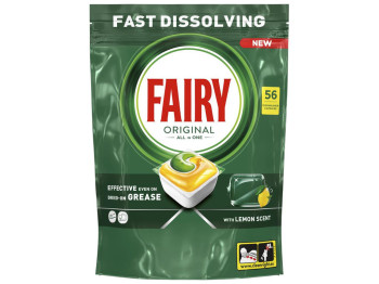 Капсули для посудомийних машин Fairy Original «Все в одному» з ароматом лимона, 56шт