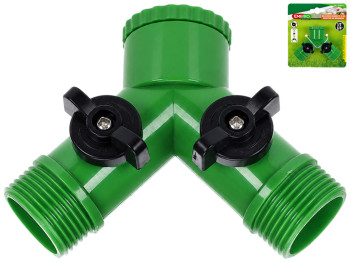 Разветвитель для крана Emipro двухканальный пластиковый зеленый, 1/2"-3/4"