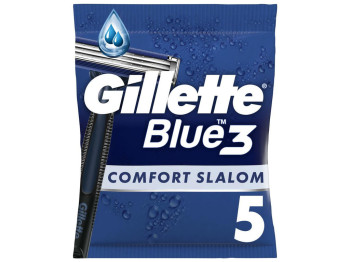 Станок для бритья Gillette Blue 3 Comfort Slalom, одноразовый, 3 лезвия, пластик, хром, 5шт