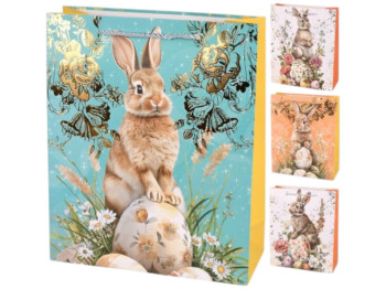 Пакет пасхальный Rabbit, бумага, 26х32х10см, 4 дизайна (цена за 1шт)