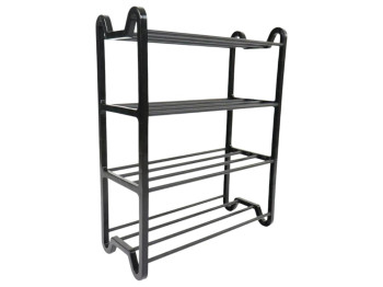 Напольная полка для обуви на 4 яруса, полипропилен и стальная труба, 41×19×54см, цвет черный