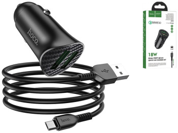 Авто Зарядное Устройство Hoco Z39 QC3.0 Micro 2USB Цвет Черный