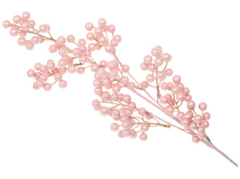 Декоративная ветка с ягодами, 68см, цвет - розовый с глиттером