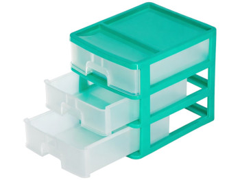 Комод настільний R-Plastic А4 на 3 шухляди, м'ята, 35x25,5x28см, 03307