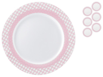 Тарелка подставная фарфоровая Maestro Клетка pink D26см (цена за набор 6шт)