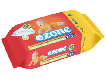 Вологі серветки дитячі "OZONE" "З екстрактом календули і вітам. Е" без запаху 63шт