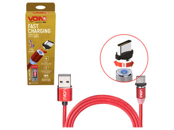 Кабель магнитный Voin MC-2301C RD USB - Type C 2,4А, 1м, красный (только зарядка)