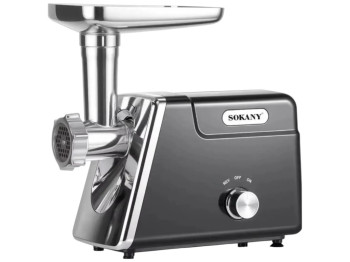 Мясорубка электрическая Sokany, 2800Вт, для фарша, колбас, кеббе, металл, пластик, цвет черный
