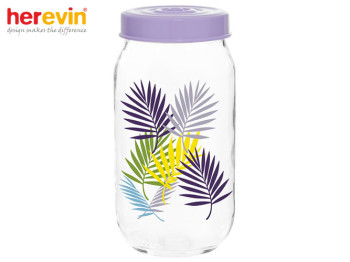 Банка скляна Herevin "Fiolet Leaf" з пластиковою кришкою 1л 63228