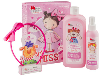 Набір подарунковий дитячий Pink elephant "Mini miss" (шампунь 500мл+спрей 150мл+помада 3,6г+обідок)