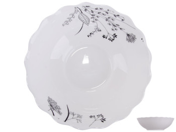 Салатник Vittora Wave Черно белое соцветие, стеклокерамический 15,5см V-155BW