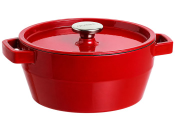 Кастрюля Pyrex Slow Cook Red, чугунная, с крышкой, 28 см, 6,8 л