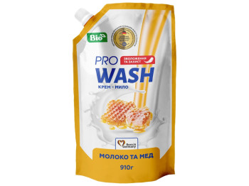 Рідке крем-мило Pro Wash Молоко та мед, 910г, дойпак 01126